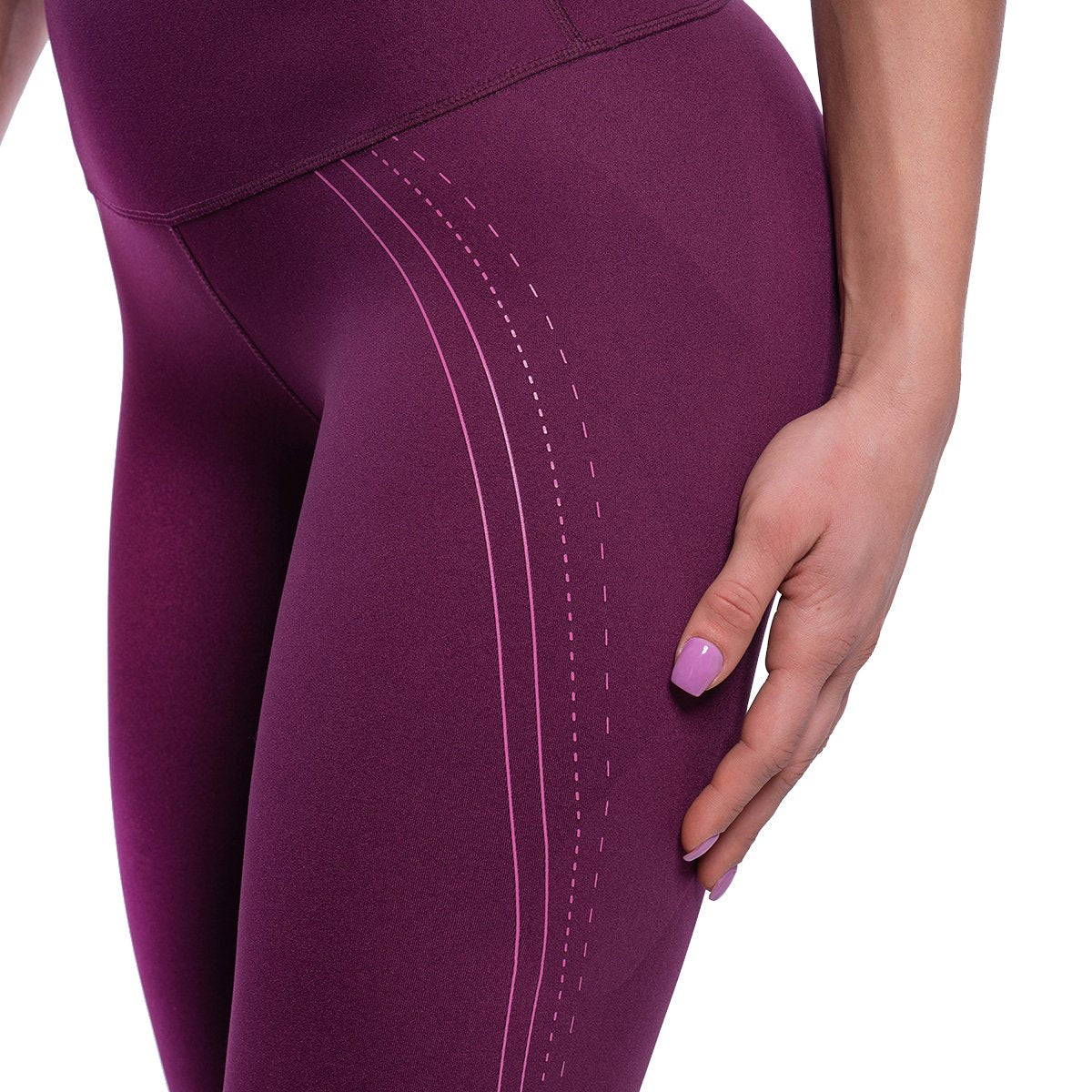 Classic High Waist Fleece Lined Compression Slimming Warm Leggings - Purple